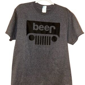 Adult Jeep Beer graphic Cotton gray tshirt jeep club size Medium M